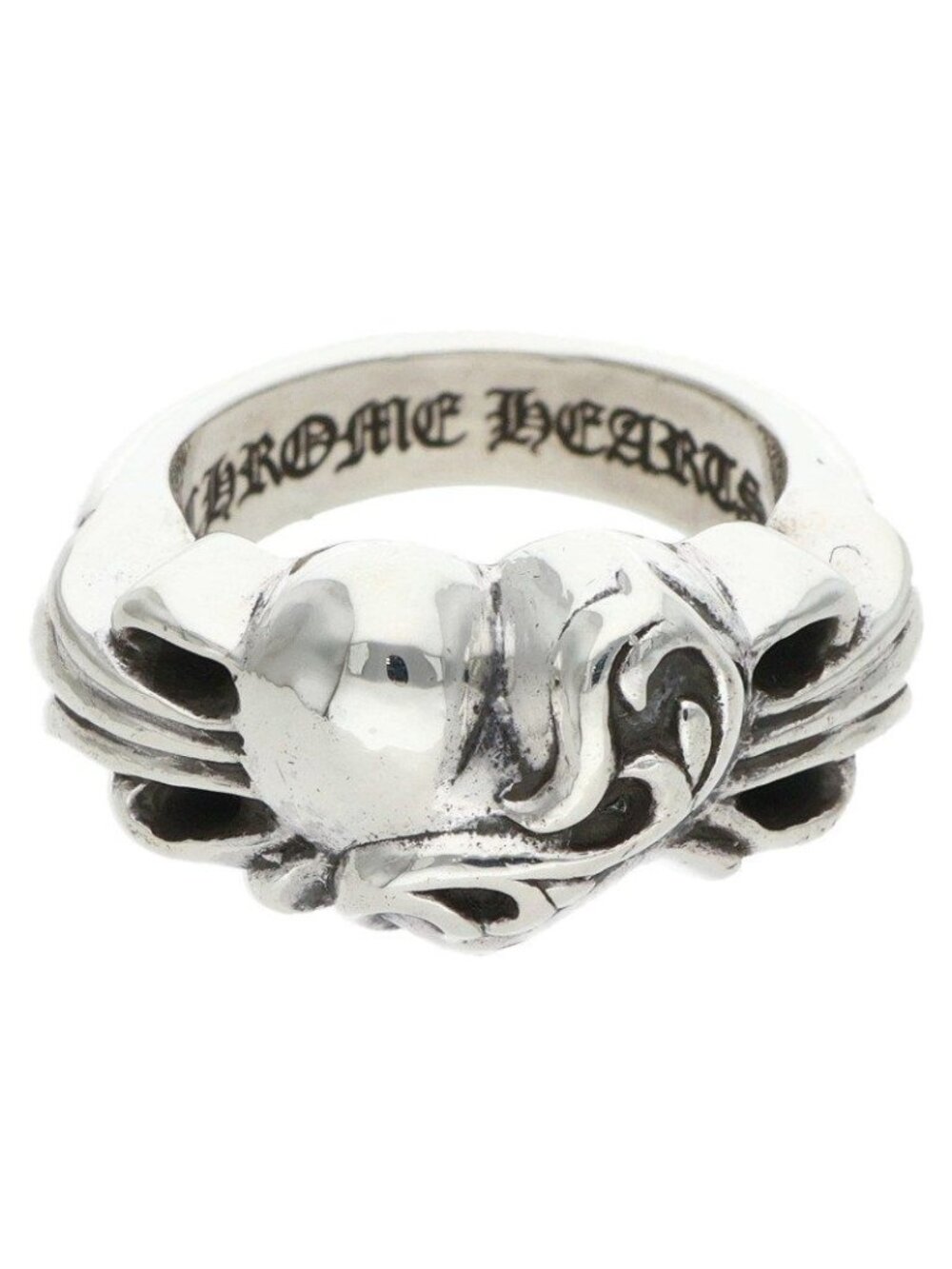 Chrome Hearts Flrl Cross Hrt Floral Heart Silver Ring